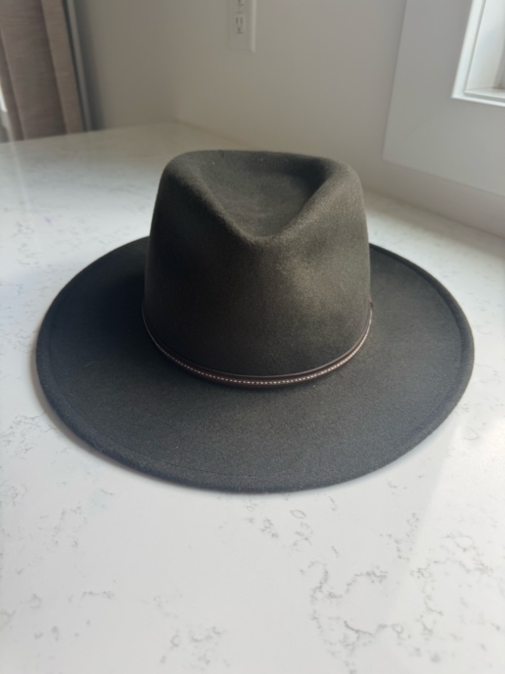 Stetson Dark Olive Green Wool Felt Ranch Hat with Brown Band
